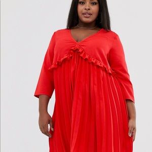 NWT ASOS Curve pleated smock mini dress